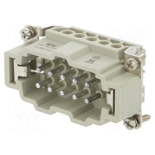 Connector: HDC | male | HE | PIN: 10 | 10+PE | size 4 | 16A | 500V | for cable