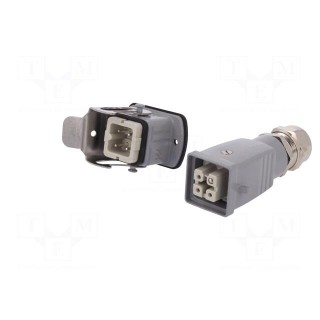 Connector: HDC | male + female | plug + socket | HA | PIN: 4 | 3+PE | M20