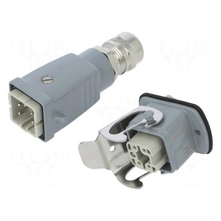 Connector: HDC | male + female | plug + socket | HA | PIN: 5 | 4+PE | PG11