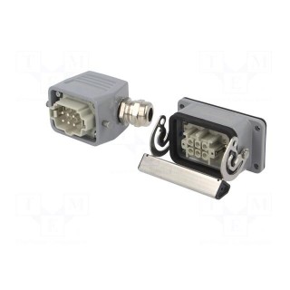 Connector: HDC | male + female | plug + socket | HE | PIN: 6 | 6+PE | M20