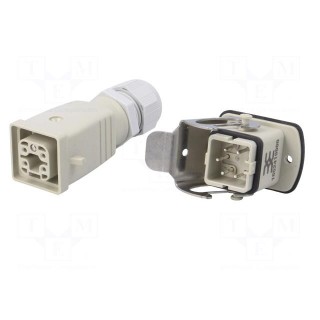 Connector: HDC | male + female | plug + socket | HA | PIN: 5 | 4+PE | M20
