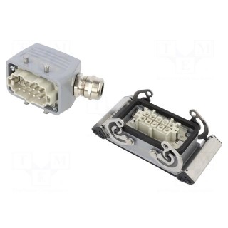 Connector: HDC | male + female | plug + socket | HE | PIN: 10 | 10+PE