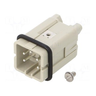 Connector: rectangular | male | PIN: 5 | 4+PE | size 1 | screws | straight