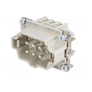 Connector: rectangular | male | PIN: 6 | 6+PE | size 3 | screws | straight