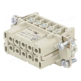 Connector: HDC | female | PIN: 10 | size 10A | contact insert | 400V | 16A
