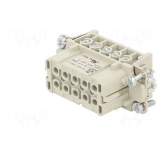 Connector: HDC | female | PIN: 10 | size 10A | contact insert | 400V | 16A