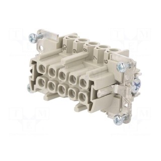 Connector: HDC | female | PIN: 10 | size 10 | Pitch: 57x27mm | 500V | 16A