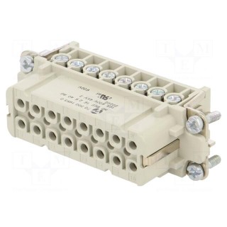 Connector: HDC | female | PIN: 16 | size 16 | contact insert | 400V | 16A