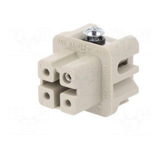 Connector: HDC | female | PIN: 4 | size 3 | Pitch: 1x screw (21x21mm)