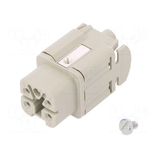 Connector: HDC | female | PIN: 5 | size 3 | contact insert | 400V | 10A