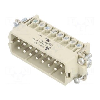 Connector: HDC | male | PIN: 32 | size 32A | contact insert | 600V | 16A