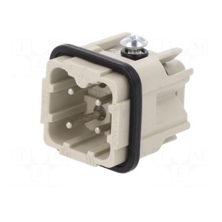 Connector: HDC | male | PIN: 4 | size 3 | contact insert | 400V | 10A