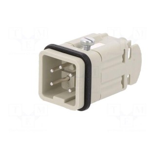 Connector: HDC | male | PIN: 5 | size 3 | contact insert | 400V | 10A