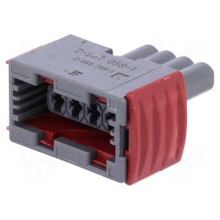 Connector: automotive | JPT | plug | female | PIN: 4 | w/o contacts | grey