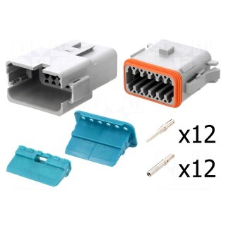 Connector: wire-wire | AT | male + female | plug | for cable | PIN: 12