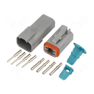 Connector: wire-wire | AT | male + female | plug | for cable | PIN: 4