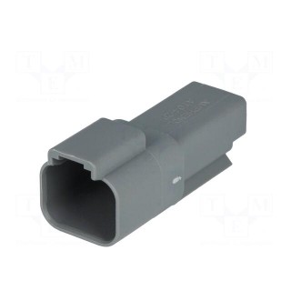Connector: wire-wire | AT | male | plug | for cable | PIN: 2 | grey | IP67