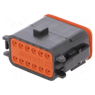 Connector: wire-wire | DT | female | plug | for cable | PIN: 12 | black