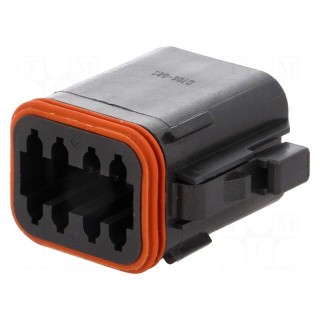 Connector: wire-wire | DT | plug | female | PIN: 8 | IP68 | Locking: latch