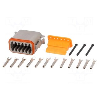 Connector: wire-wire | DT | female | plug | for cable | PIN: 12 | crimped