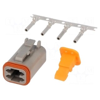 Connector: wire-wire | DT | female | plug | for cable | PIN: 4 | crimped