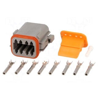 Connector: wire-wire | DT | female | plug | for cable | PIN: 8 | crimped