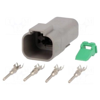 Connector: wire-wire | DT | male | plug | for cable | PIN: 4 | crimped