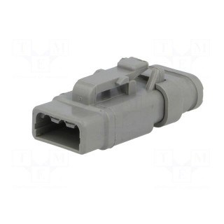 Connector: wire-wire | DTM | female | plug | for cable | PIN: 3 | grey