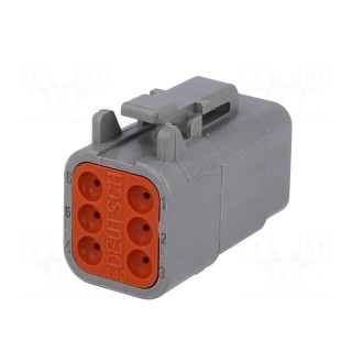 Connector: wire-wire | DTM | female | plug | for cable | PIN: 6 | grey