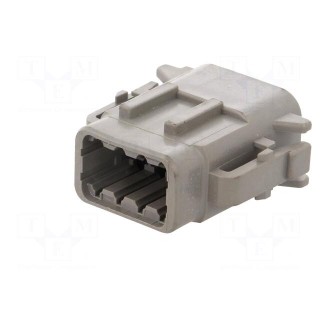 Connector: wire-wire | DTM | female | plug | for cable | PIN: 8 | grey