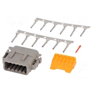 Connector: wire-wire | DTM | female | plug | for cable | PIN: 12 | crimped