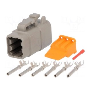 Connector: wire-wire | DTM | plug | female | Size: 20 | 0.5÷1.5mm2 | PIN: 6