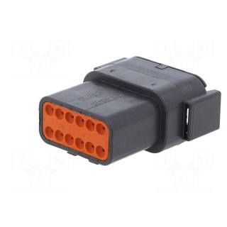 Connector: wire-wire | DTM | male | plug | for cable | PIN: 12 | black