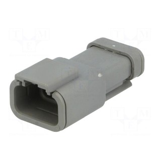 Connector: wire-wire | DTM | male | plug | for cable | PIN: 3 | grey | IP68