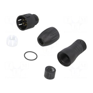Connector: circular | plug | 720 | male | PIN: 5 | Snap-in,friction lock