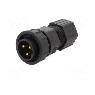 Plug | Connector: circular | size D | male | PIN: 3 | gold-plated | 20A
