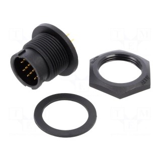 Connector: circular | socket | size B | male | PIN: 12 | bayonet | 2A | IP67