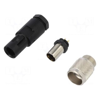 Connector: M9 | plug | male | Plating: gold-plated | 125V | IP67 | PIN: 3