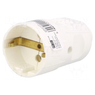 Connector: AC supply | female | socket | 2P+PE | 230VAC | 16A | white