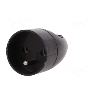 Connector: AC supply | female | socket | 2P+PE | 250VAC | 16A | black