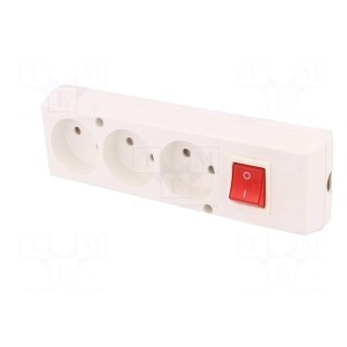 Connector: AC supply | female | splitter | 2P | 250VAC | 16A | white | IP20