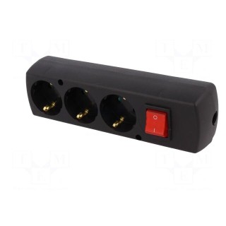 Connector: AC supply | female | splitter | 2P+PE | 250VAC | 16A | black