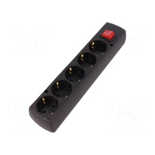 Connector: AC supply | female | splitter | 2P+PE | 250VAC | 16A | black
