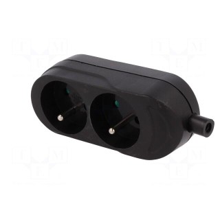 Connector: AC supply | female | splitter | 2P+PE | 250VAC | 16A | black