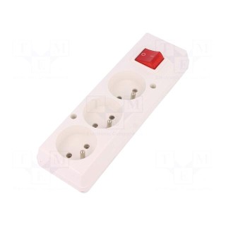 Connector: AC supply | female | splitter | 2P+PE | 250VAC | 16A | white