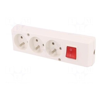 Connector: AC supply | female | splitter | 2P+PE | 250VAC | 16A | white