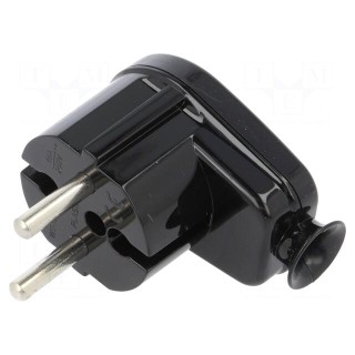 Connector: AC supply | male | plug | 2P | 230VAC | 16A | black | for cable