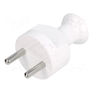 Connector: AC supply | male | plug | 2P | 230VAC | 16A | Type: round | white