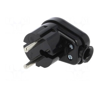 Connector: AC supply | male | plug | 2P | 250VAC | 16A | black | for cable