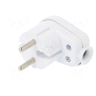 Connector: AC supply | male | plug | 2P | 250VAC | 16A | white | for cable